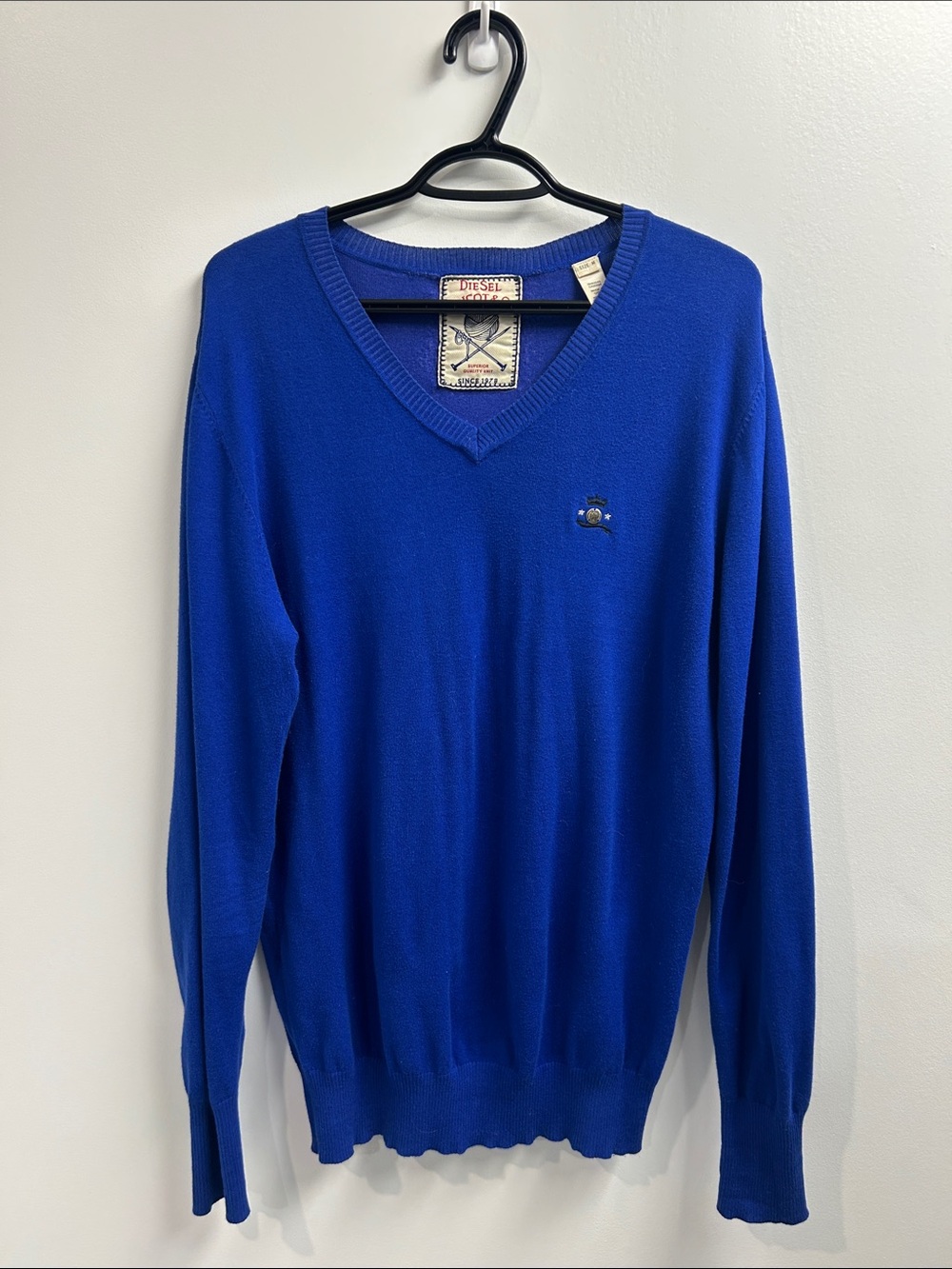 Diesel V-Neck Sweater in Cobalt Blue